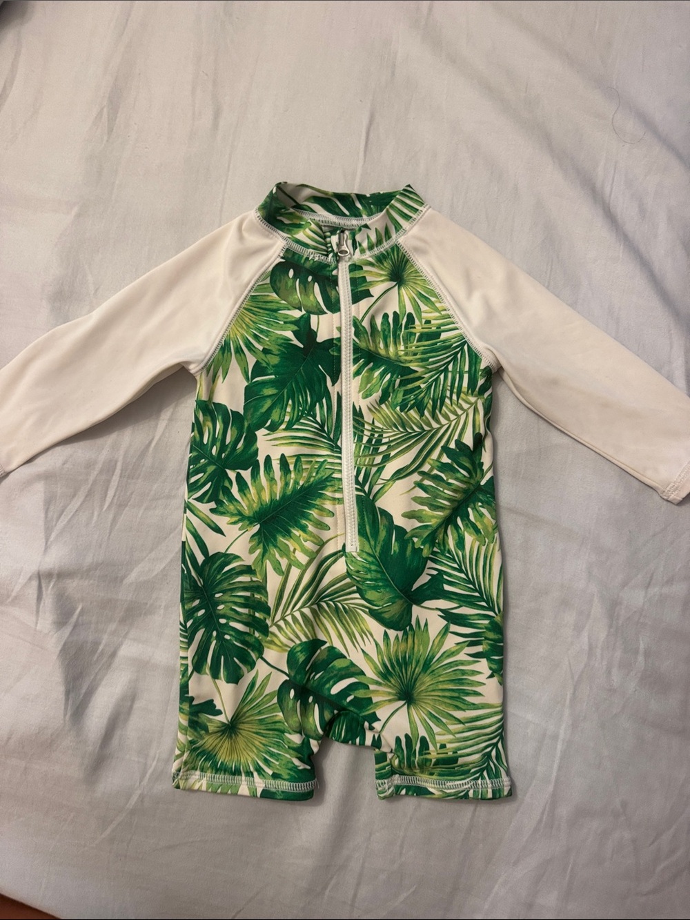 Janie and Jack tropical leaf Rash Guard One-Piece Swimsuit 12-18 months